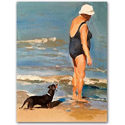 James Coates Vrouw op het strand met hond teckel kunst print poster kunst aan de muur 16 x 32 cm (A3) James Coates Vrouw op het strand met hond teckel kunst print poster kunst aan de muur 16 x 32 cm (A3)