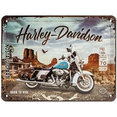 ART Metalen Retro Bord, Harley-Davidson – Route 66 Road King Classic – Geschenkidee voor motorfans, van metaal, Vintage ontwerp, 15 x 20 cm ART Metalen Retro Bord, Harley-Davidson – Route 66 Road King Classic – Geschenkidee voor motorfans, van metaal, Vintage ontwerp, 15 x 20 cm