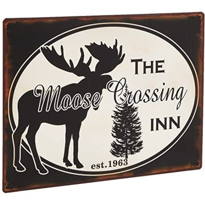 La Finesse Decoratieve Hangende Beschilderde Metalen Muur Plaque/Teken, The Moose Crossing Inn La Finesse Decoratieve Hangende Beschilderde Metalen Muur Plaque/Teken, The Moose Crossing Inn