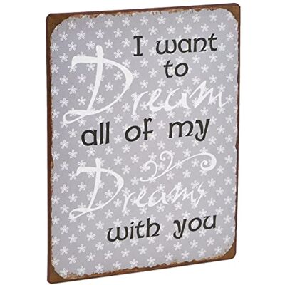 La Finesse Decoratieve Hangende Beschilderde Metalen Muur Plaque/Teken, I Want To Dream. La Finesse Decoratieve Hangende Beschilderde Metalen Muur Plaque/Teken, I Want To Dream.
