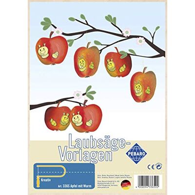 Pebaro Bladerzaagsjabloon van multiplex motief appels met worm, hout, DIN A4 Pebaro Bladerzaagsjabloon van multiplex motief appels met worm, hout, DIN A4