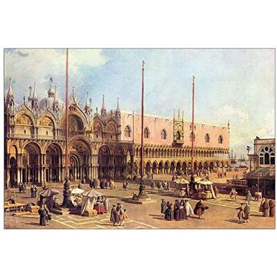 ArtPlaza Canaletto la Piazza San Marco decoratief bord, hout, meerkleurig, 90 x 60 cm ArtPlaza Canaletto la Piazza San Marco decoratief bord, hout, meerkleurig, 90 x 60 cm