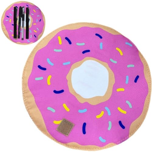 Baokuan Potlood Wrap School Potlood Gevallen Pen Houder Organizer Briefpapier Kleine Case Potlood Opbergtas voor Potloden Vulpen, Donut, 22*22cm