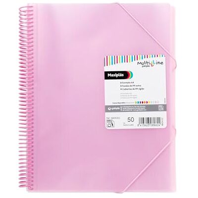 Grafoplás showmap A4, lichtroze, 50 extra polypropyleen hoesjes, flexibele kunststof deksel, pvc-spiraal, Multiline Maxiplas, perfect als school- en kantoormateriaal Grafoplás showmap A4, lichtroze, 50 extra polypropyleen hoesjes, flexibele kunststof deksel, pvc-spiraal, Multiline Maxiplas, perfect als school- en kantoormateriaal