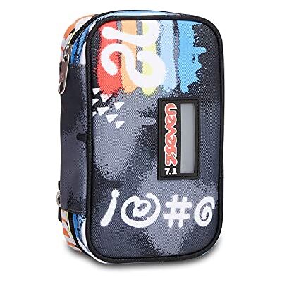 Seven Speed Case Etui voor school, 1 ritssluiting, uitneembare binnenvoering, 2-in-1 pennenetui met potloden, pennen, markers, middelbare school en basisschool, zwart (rok), Eén maat, casual Seven Speed Case Etui voor school, 1 ritssluiting, uitneembare binnenvoering, 2-in-1 pennenetui met potloden, pennen, markers, middelbare school en basisschool, zwart (rok), Eén maat, casual