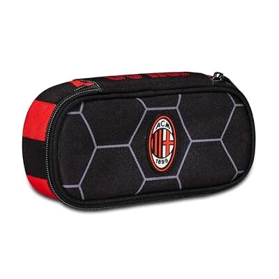 Seven Pennenetui School Round Plus – A.C. Milaan voetbal – Path of Victory – zwart rood – etui voor school met ritssluiting en binnenorganizer, elastische lussen – accessoires voor schoolrugzak – etui Seven Pennenetui School Round Plus – A.C. Milaan voetbal – Path of Victory – zwart rood – etui voor school met ritssluiting en binnenorganizer, elastische lussen – accessoires voor schoolrugzak – etui