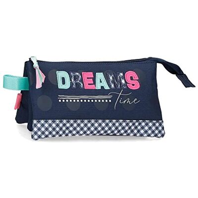 MOVOM Dreams Time pennenetui, drievoudig, blauw, 22 x 12 x 5 cm, polyester, Rosa Roja, Drievoudige etui MOVOM Dreams Time pennenetui, drievoudig, blauw, 22 x 12 x 5 cm, polyester, Rosa Roja, Drievoudige etui