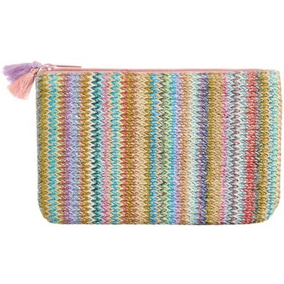 Miquelrius Platte toilettas, afmetingen 210 x 130 x 10 mm, etui met kwastgreep, ritssluiting, materiaal bast en kunstleer kunstleer, collectie Feeling Mallorca, zigzagpatroon, Meerkleurig, 210 x 130 Miquelrius Platte toilettas, afmetingen 210 x 130 x 10 mm, etui met kwastgreep, ritssluiting, materiaal bast en kunstleer kunstleer, collectie Feeling Mallorca, zigzagpatroon, Meerkleurig, 210 x 130
