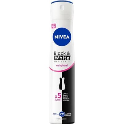 NIVEA Invisible Black & White Clear Anti-Transpirant Deo Spray Original Anti-vlekken 72H Bescherming Deodorant 200ml NIVEA Invisible Black & White Clear Anti-Transpirant Deo Spray Original Anti-vlekken 72H Bescherming Deodorant 200ml