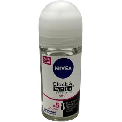 NIVEA Black & White Invisible Original Roll-on in 6-pack (6 x 50 ml), anti-transpirant voor geurende, soepele huid, deodorant roll-on ter bescherming van kleding NIVEA Black & White Invisible Original Roll-on in 6-pack (6 x 50 ml), anti-transpirant voor geurende, soepele huid, deodorant roll-on ter bescherming van kleding