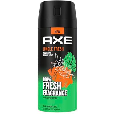 AXE Bodyspray Jungle Fresh Deo zonder aluminiumzouten zorgt 48 uur lang voor effectieve bescherming tegen lichaamsgeur, 150 ml AXE Bodyspray Jungle Fresh Deo zonder aluminiumzouten zorgt 48 uur lang voor effectieve bescherming tegen lichaamsgeur, 150 ml