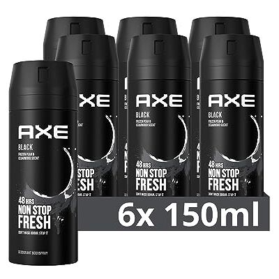 AXE Black Deodorant Bodyspray, voor effectieve bescherming 6 x 150 ml Voordeelverpakking AXE Black Deodorant Bodyspray, voor effectieve bescherming 6 x 150 ml Voordeelverpakking