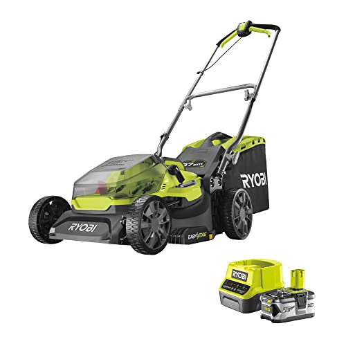 RYOBI Grasmaaier 18 V 37 cm 1 lithium+ batterijen 18 V 4,0 Ah en 1 snellader 2,0 A RY18LM37A-140, groen