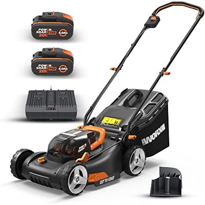WORX WG743E Accu-grasmaaier, 40 V, professionele grasmaaier met mulchfunctie en PowerShare-accu, grasmaaien zonder kabel, ideaal voor tuinen tot 500 m² WORX WG743E Accu-grasmaaier, 40 V, professionele grasmaaier met mulchfunctie en PowerShare-accu, grasmaaien zonder kabel, ideaal voor tuinen tot 500 m²