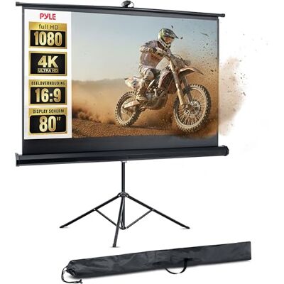 Pyle Outdoor Projectiescherm 72 Inch met Statief, 4:3 Draagbaar Opvouwbaar Scherm, 4K HD Matte Wit, Zwarte Rand, Geschikt voor Buiten, Thuis en Kantoor Pyle Outdoor Projectiescherm 72 Inch met Statief, 4:3 Draagbaar Opvouwbaar Scherm, 4K HD Matte Wit, Zwarte Rand, Geschikt voor Buiten, Thuis en Kantoor