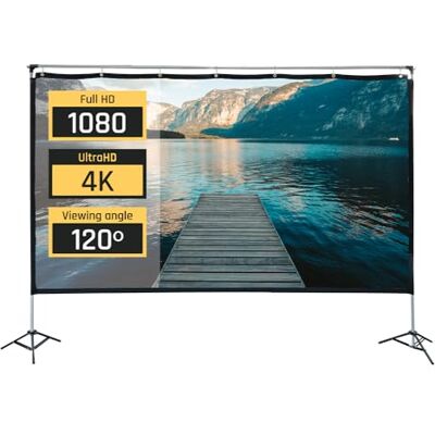 iggual Projectiescherm 254 cm (100 inch) opvouwbaar en draagbaar, met standaard, panorama, 16:9, kijkhoek 120°, geschikt voor binnen en buiten, compatibel met 4K en elke projector (draagtas) 221 x 124 iggual Projectiescherm 254 cm (100 inch) opvouwbaar en draagbaar, met standaard, panorama, 16:9, kijkhoek 120°, geschikt voor binnen en buiten, compatibel met 4K en elke projector (draagtas) 221 x 124