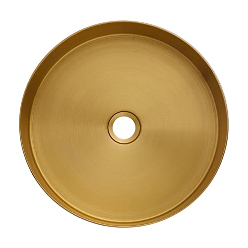 MIROOOO Badkamer Aanrecht Wastafel Badkamer wastafel, roestvrijstalen badkamer wastafel moderne schip wastafel, geborstelde afwerking 14,7 inch ronde wastafel Badkamer Wastafels (Color : Gold, Size : Sink)