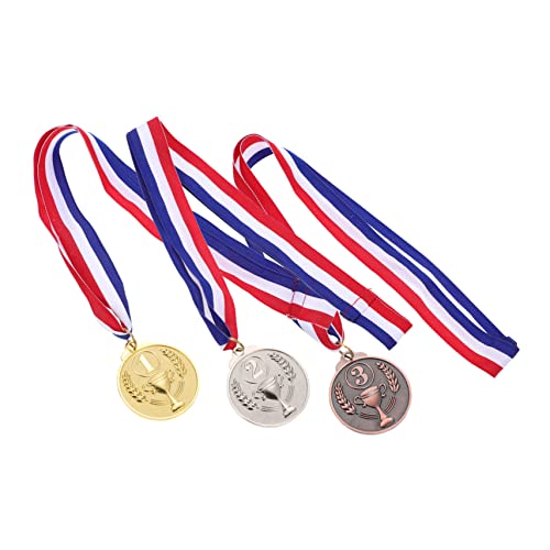 Yardwe 3Pcs De Medaille Universele Medaille Gouden Medaille Metalen Award Medaille Race Medailles Sport Medailles School Sport Medaille Medailles Met Lint Medailles Zinklegering