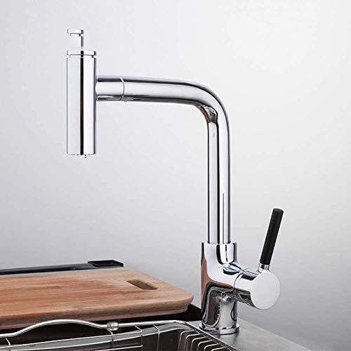 ADOVZ Kitchen Taps Pull Out Kitchen Faucet Kitchen Faucets Silver One-Handed One-Handed Rotary Handle 360-degree Water Mixer Tap