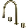 BEYSG Basin Mixer Kitchen Tap With Pull Out Spray Basin Mixer Tap Taps For Bathroom Basin Hot And Cold Basin Mixer Taps Black,Brushed Gold