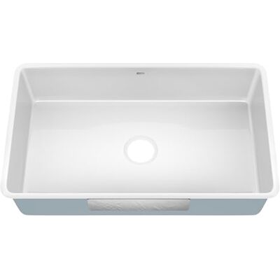 Kraus Pintura 32 inch porselein geëmailleerd staal onderbouw enkele kom gootsteen in wit, KE1US32GWH Kraus Pintura 32 inch porselein geëmailleerd staal onderbouw enkele kom gootsteen in wit, KE1US32GWH