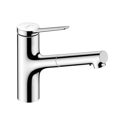 Hansgrohe Zesis Chrome keukenkraan met één handvat, keukenkranen met uittrekbare sproeier, kraan voor gootsteen, chroom 74800001 Hansgrohe Zesis Chrome keukenkraan met één handvat, keukenkranen met uittrekbare sproeier, kraan voor gootsteen, chroom 74800001