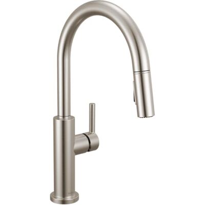 DELTA Kraan Nicoli keukenkraan met pull-down sproeier, geborsteld nikkel aanrecht kraan, moderne keukenkraan, keukenkraan sproeier, enkele gat keukenkraan, roestvrij staal 19867LF-SS DELTA Kraan Nicoli keukenkraan met pull-down sproeier, geborsteld nikkel aanrecht kraan, moderne keukenkraan, keukenkraan sproeier, enkele gat keukenkraan, roestvrij staal 19867LF-SS