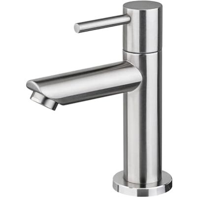 Ibergrif M18103 mengkraan voor koud water, eengreeps wastafelmengkraan voor gastentoilet, roestvrij staal, grijs Ibergrif M18103 mengkraan voor koud water, eengreeps wastafelmengkraan voor gastentoilet, roestvrij staal, grijs