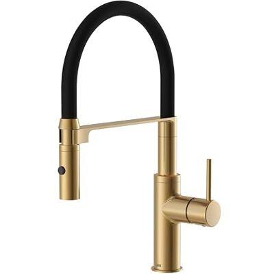 Lenz Keukenkraan NALU in goud flexibele sproeikop met 2 straalsoorten tweetraps waterbesparende functie anti-vingerafdruk oppervlak en montage van bovenaf 46070241 Lenz Keukenkraan NALU in goud flexibele sproeikop met 2 straalsoorten tweetraps waterbesparende functie anti-vingerafdruk oppervlak en montage van bovenaf 46070241