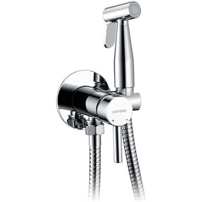 GRIFEMA G154-1 Bidetkranen, Bidetkraan met Koud en Warm Water, Verzonken voor Bidet WC, Bidet Kraan, met Douchehand en Slang, Chroom, Zilver GRIFEMA G154-1 Bidetkranen, Bidetkraan met Koud en Warm Water, Verzonken voor Bidet WC, Bidet Kraan, met Douchehand en Slang, Chroom, Zilver