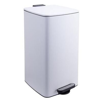 Relaxdays keukenafvalbak, 30 l, softclose, uitneembare binnenemmer, mat metaal, hoekige pedaalemmer, wit Relaxdays keukenafvalbak, 30 l, softclose, uitneembare binnenemmer, mat metaal, hoekige pedaalemmer, wit