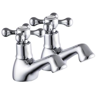 VeeBath Traditionele Wastafelkranen Warm en Koud Water Paar Mengkranen Badkamer Aanrecht Kranen Chroom VeeBath Traditionele Wastafelkranen Warm en Koud Water Paar Mengkranen Badkamer Aanrecht Kranen Chroom
