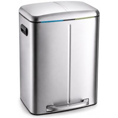 Relaxdays vuilnisbak, 2 vakken, 2x20 l, uitneembare binnenemmers, zilver softclose, voetpedaal, RVS, pedaalemmer keuken Relaxdays vuilnisbak, 2 vakken, 2x20 l, uitneembare binnenemmers, zilver softclose, voetpedaal, RVS, pedaalemmer keuken
