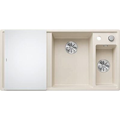 Blanco AXIA III 6 S 527045, SILGRANIT softwit, wastafel rechts, met afvoerafstandsbediening, incl. glassnijplank Blanco AXIA III 6 S 527045, SILGRANIT softwit, wastafel rechts, met afvoerafstandsbediening, incl. glassnijplank