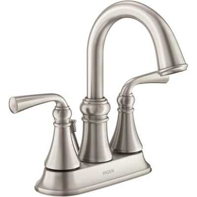 Moen WS84850SRBN Wetherly badkamerkraan met twee handgrepen, spot reset nikkel geborsteld Moen WS84850SRBN Wetherly badkamerkraan met twee handgrepen, spot reset nikkel geborsteld