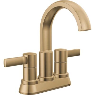 DELTA Albion Centerset Badkamerkraan, gouden badkamerkraan met 2 handgrepen, badkamerkraan met metalen afvoersysteem, debiet 1,2 GPM, champagnebrons DELTA Albion Centerset Badkamerkraan, gouden badkamerkraan met 2 handgrepen, badkamerkraan met metalen afvoersysteem, debiet 1,2 GPM, champagnebrons