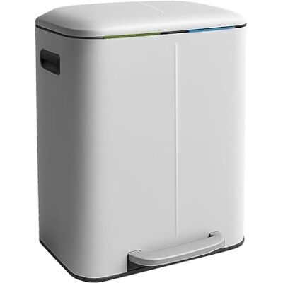 Relaxdays prullenbak met 2 vakken, softclose, pedaal, 20L, 60x44.5x41 cm, wit Relaxdays prullenbak met 2 vakken, softclose, pedaal, 20L, 60x44.5x41 cm, wit