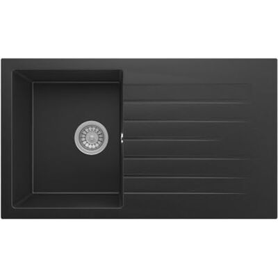 respekta Mineraliet spoelbak Almonto 86x50 cm zwart/massief graniet spoelbak/omkeerbaar inbouw/hittebestendig & krasbestendig/incl. afvoergarnituur respekta Mineraliet spoelbak Almonto 86x50 cm zwart/massief graniet spoelbak/omkeerbaar inbouw/hittebestendig & krasbestendig/incl. afvoergarnituur