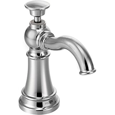 Moen Badrandcombinaties keukenzeepdispenser met navulbare fles boven de gootsteen, chroom, 1.12 Moen Badrandcombinaties keukenzeepdispenser met navulbare fles boven de gootsteen, chroom, 1.12