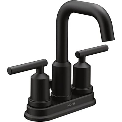 Moen Gibson 6150BL moderne badkamerkraan met twee handgrepen, met afvoergarnituur, mat zwart Moen Gibson 6150BL moderne badkamerkraan met twee handgrepen, met afvoergarnituur, mat zwart