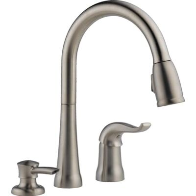 DELTA 16970-sssd-dst single greep pull-down-keukenkraan met zeepdispenser, roestvrij staal DELTA 16970-sssd-dst single greep pull-down-keukenkraan met zeepdispenser, roestvrij staal