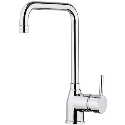 Paini Eengreepsmengkraan voor keuken, gootsteen, verchroomd, zijhendel met draaibare U-uitloop, modern design, volledig geproduceerd en verwerkt in Italië Paini Eengreepsmengkraan voor keuken, gootsteen, verchroomd, zijhendel met draaibare U-uitloop, modern design, volledig geproduceerd en verwerkt in Italië