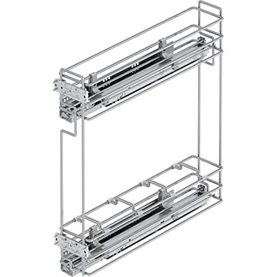 Emuca Uittrekbare flessenhouder met softclosing voor keukenmeubels 150 mm in verchroomd staal,verchroomd Emuca Uittrekbare flessenhouder met softclosing voor keukenmeubels 150 mm in verchroomd staal,verchroomd