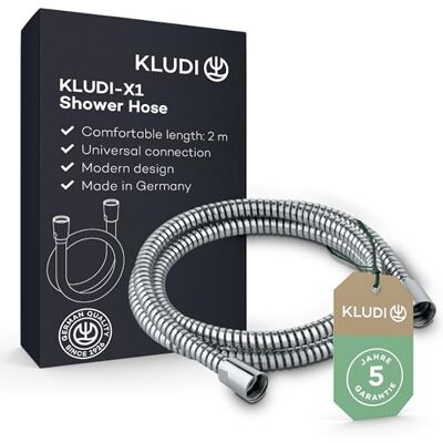 Kludi X1 universele doucheslang van 2 m, flexibele doucheslang met dubbele bescherming tegen verdraaiing, knikbestendig, standaard aansluiting, met kunststof bekleed met metaaleffect Kludi X1 universele doucheslang van 2 m, flexibele doucheslang met dubbele bescherming tegen verdraaiing, knikbestendig, standaard aansluiting, met kunststof bekleed met metaaleffect