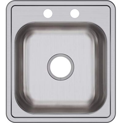 Elkay D117192 Dayton Single Bowl Top Mount RVS Bar Gootsteen, Satijn, 2 Gat Elkay D117192 Dayton Single Bowl Top Mount RVS Bar Gootsteen, Satijn, 2 Gat