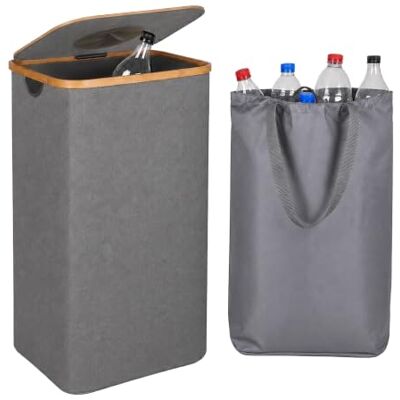 Relaxdays statiegeldbak 100 l, HBT: 75 x 40 x 33 cm, grijs wasbare flessentas, flessenhouder Relaxdays statiegeldbak 100 l, HBT: 75 x 40 x 33 cm, grijs wasbare flessentas, flessenhouder