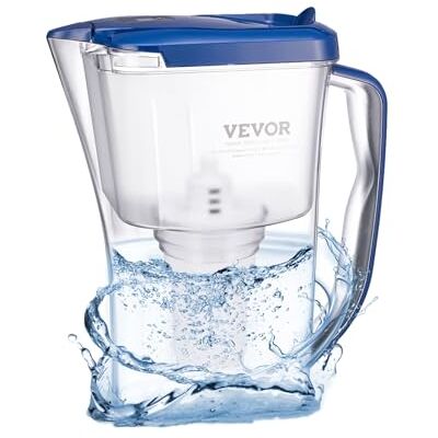 VEVOR Waterfilterkan, 9 kopjes 5-traps waterfilterdispenser, snel filtersysteem met filterwisselindicator, geen BPA, gaat 3 maanden mee of 40 gallons, vermindert kalkaanslag, lood, chloor en geuren VEVOR Waterfilterkan, 9 kopjes 5-traps waterfilterdispenser, snel filtersysteem met filterwisselindicator, geen BPA, gaat 3 maanden mee of 40 gallons, vermindert kalkaanslag, lood, chloor en geuren