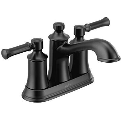 Moen 6802BL Dartmoor Twee Handvat Lage Arc Badkamerkraan Mat Zwart Moen 6802BL Dartmoor Twee Handvat Lage Arc Badkamerkraan Mat Zwart