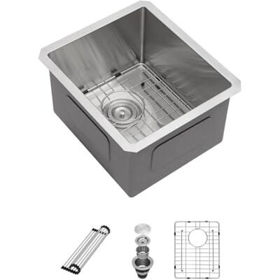 Sarlai 17 Inch Bar Sink Onderbouw 17 "x 19" Onderbouw Spoelbak Enkele Kom 16 Gauge RVS Bar Prep RV Aanrecht Sarlai 17 Inch Bar Sink Onderbouw 17 "x 19" Onderbouw Spoelbak Enkele Kom 16 Gauge RVS Bar Prep RV Aanrecht