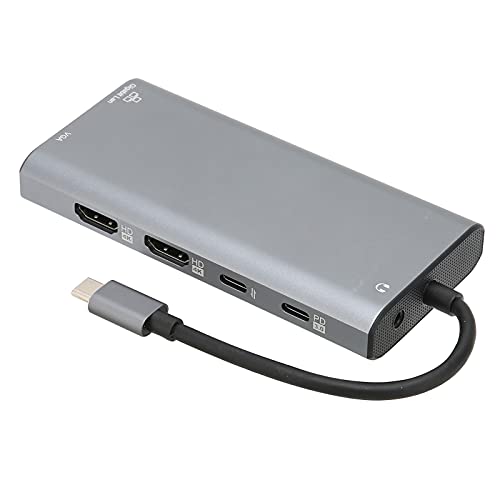 fuik 12 in 1 USB C Hub, 12 in 1 USB PD Opladen USB C Hub Multi Port voor Tentoonstelling voor Theater Entertainment voor Onderwijs